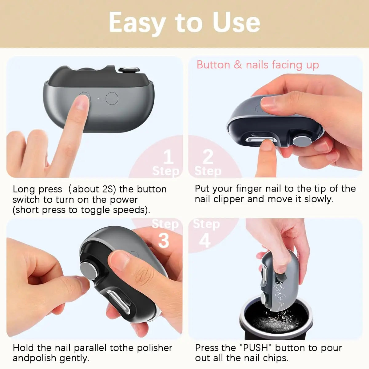 Electric Nail Clippers Automatic Toe Nail Clippers for Thick Toenails Seniors Smart Toenail Clippers with Led Light Nail Trimmer